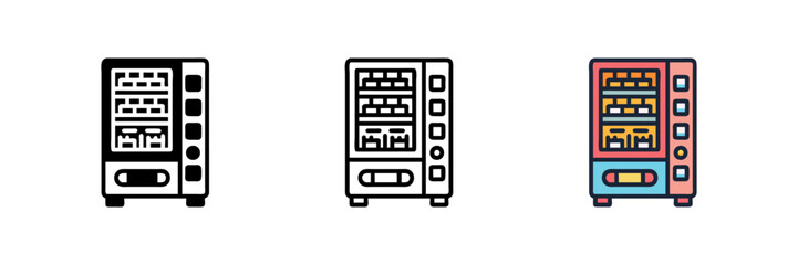 Vector vending machine icons. Suitable for convenience store, self-service, and automation-related visuals.