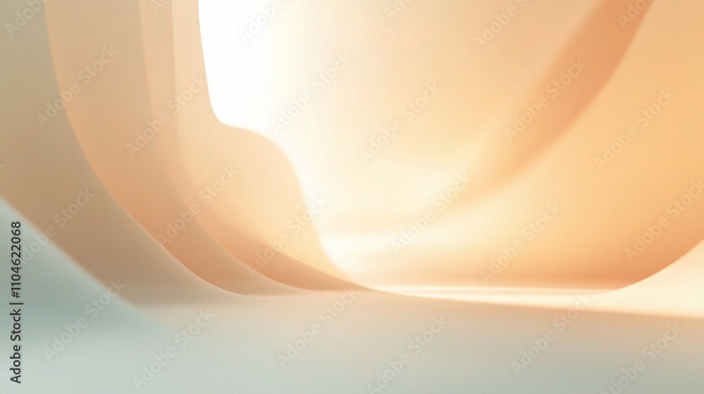 Poster soft abstract shapes with gentle curves and warm light effect
