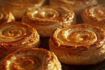 Fototapeta premium Freshly baked pies background, close up, space for text