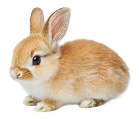 Obraz premium Cute brown rabbit sitting on a white background, cut out - stock png.