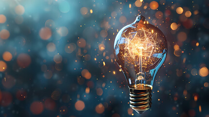 Spark of Innovation:  A single, glowing incandescent bulb illuminates the darkness with a dazzling burst of energy, capturing the essence of creativity, inspiration, and the birth of new ideas.