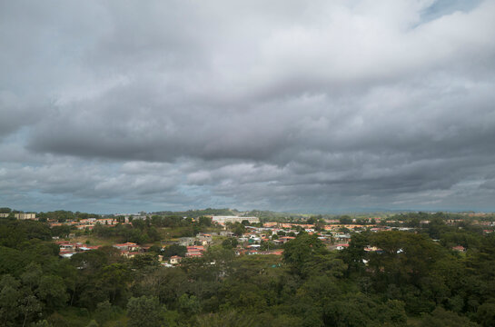 Aerial view of a neighbourhood in the El Progreso area of Chorrera, Panama.