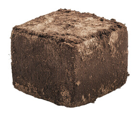 Soil block used in gardening for planting seeds, cut out - stock png.