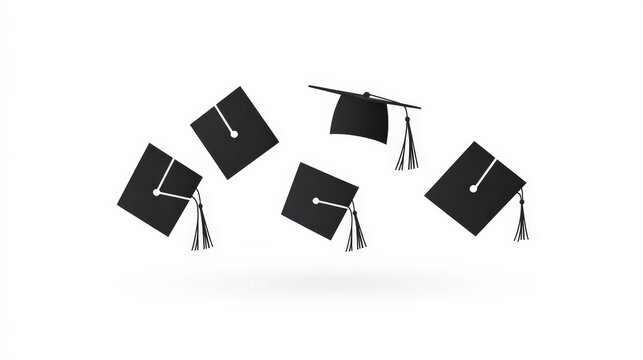 Graduation Caps Floating Celebratory Concept for Academic Achievement