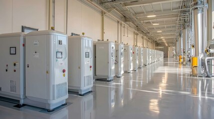 Obraz premium Industrial Facility with Row of Machines-5616745f