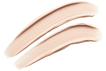 Creamy texture swatches in soft beige tones for beauty products, transparent background.