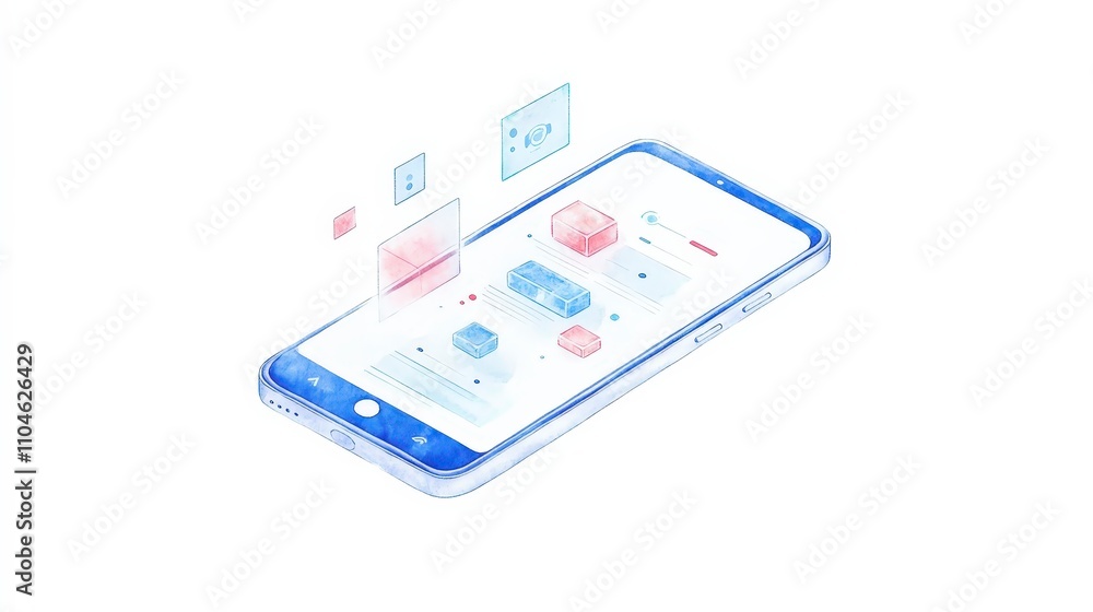 Poster mobile user interface concept with graphic elements and icons