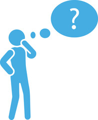 Thinking Man Icon. man thinking with question marks. Question mark in the thought bubble. Human emotion, facial expression, feeling concept illustration in vector