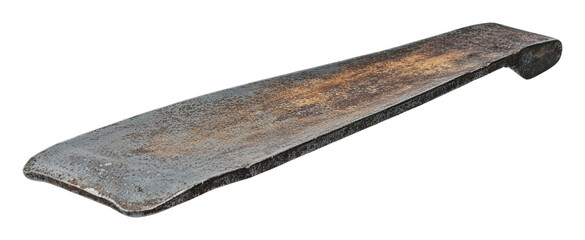 Usage of a vintage metal shoehorn in daily life, cut out - stock png.