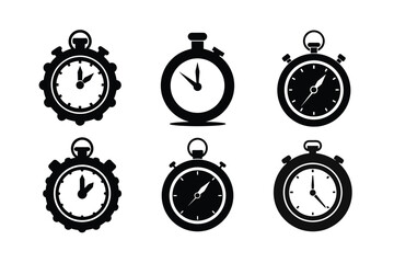 Time Chronometer Icon Black Silhouette Vector for Precision and Timeless Design