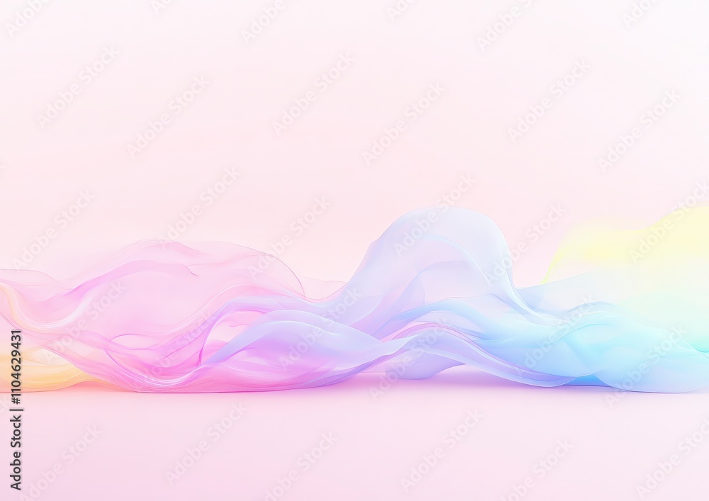 Poster soft colorful waves of translucent fabric on light background