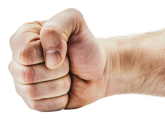 Obraz premium Fist shows strength and resolve, cut out - stock png.