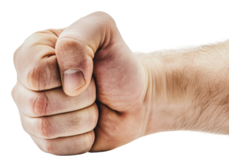 Fist shows strength and resolve, cut out - stock png.