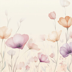 watercolor background with poppies