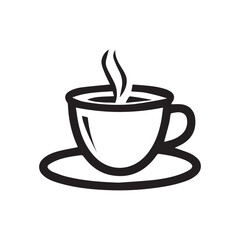 a coffee cup Icon black and white color vector design.