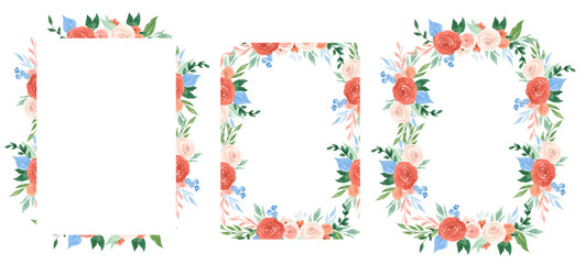 Watercolor flowers frame illustration for kids