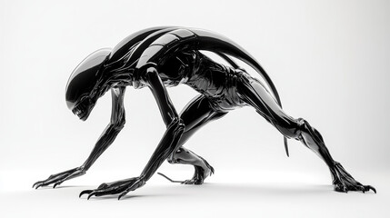 Fototapeta premium Sleek alien with shimmering metallic body