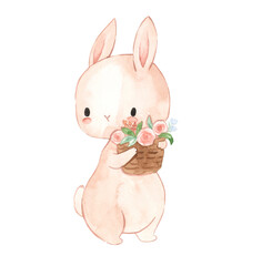 Watercolor bunny illustration for kids