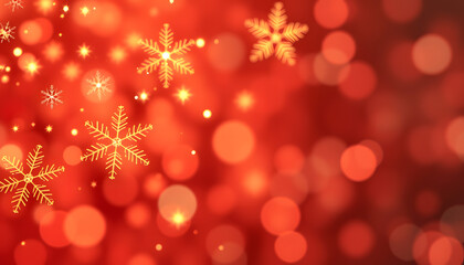 Gold sparkling snowflakes and star magic Christmas background, red theme isolated with white highlights, png