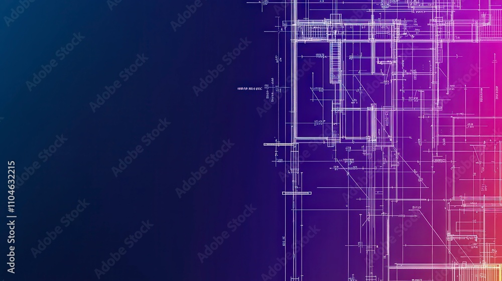 Poster abstract blueprint design with elegant gradient background