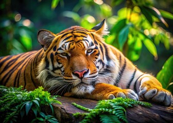 Thailand Tiger Sleeping Close Up Long Exposure Photography - Majestic Wildlife Image