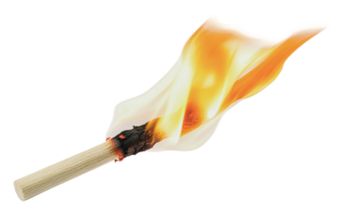 Match ignites with vibrant flame, cut out - stock png.