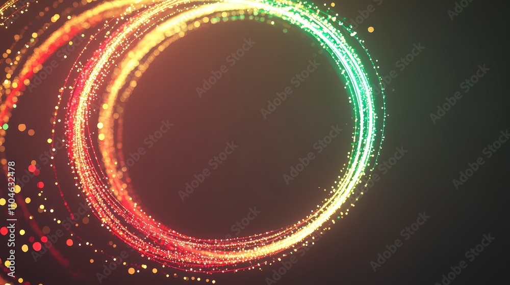 Poster colorful swirling light trails creating a vibrant circular pattern