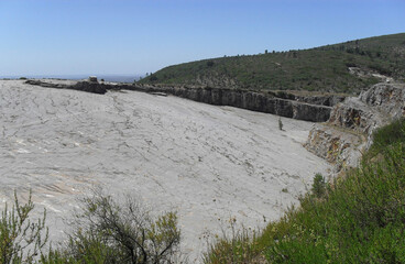 Views from Pedreira da Galinha in Portugal, on April 12, 2010. Dinosaurs footprints