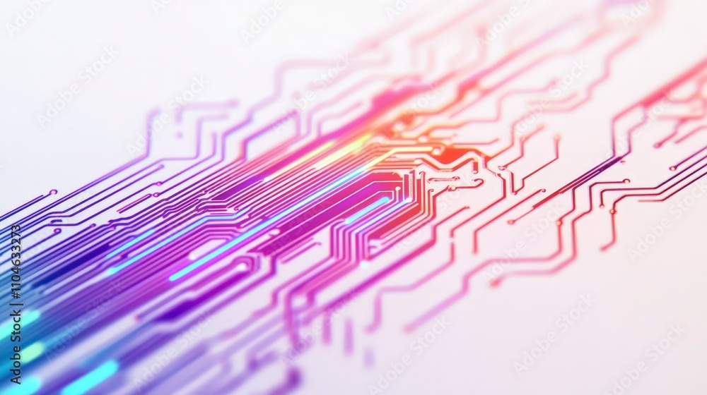Poster abstract colorful circuit board design with digital technology concept
