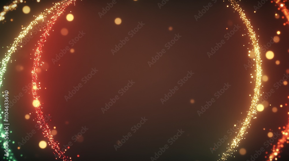 Poster bright sparkling bokeh lights in circles on a dark background