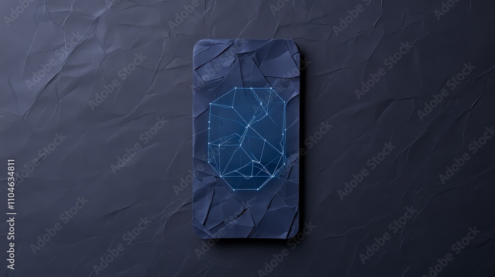 Poster modern smartphone with futuristic interface on textured surface