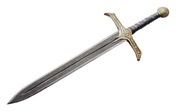 Intricate, exquisite sword design, cut out - stock png.