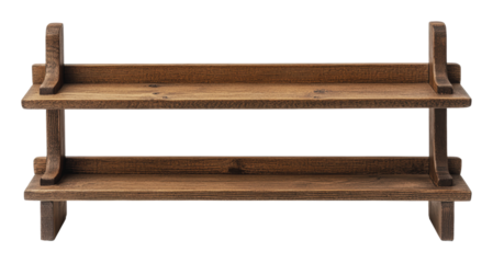 Wooden shelf display for home and decor items, cut out - stock png.
