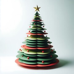 Abstract Paper Christmas Tree Design With Ornaments
