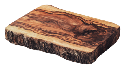Unique wooden cutting board with natural edges, cut out - stock png.