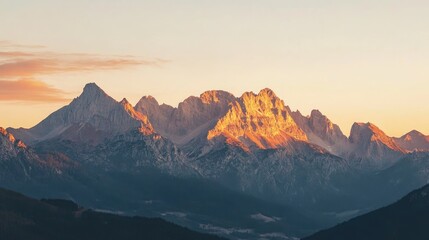 Golden Mountain Peaks at Sunset