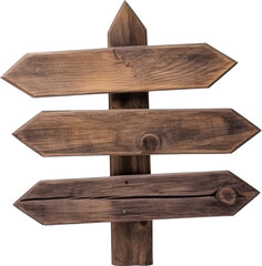 Wooden directional signpost with blank arrows