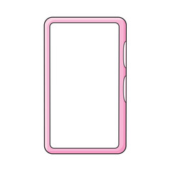 Pink smartphone with an empty blank screen isolated vector illustration
