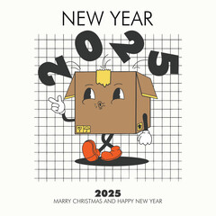new year 2025 retro design poster logo