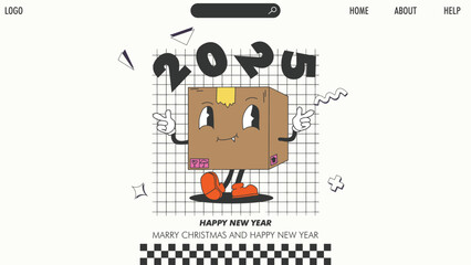 new year 2025 retro design poster logo