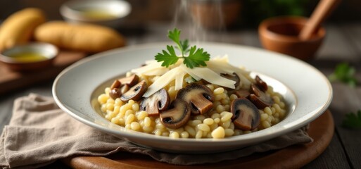 Creamy Mushroom Risotto with Parmesan and Fresh Herbs  