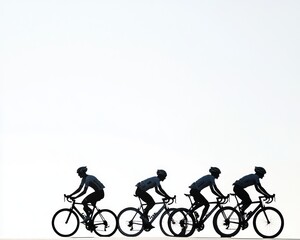 Naklejka premium Silhouettes road cyclists captured against a clean white backdrop