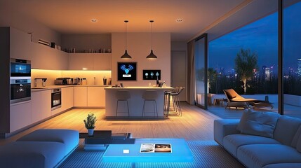 Modern Apartment Interior Design with City View