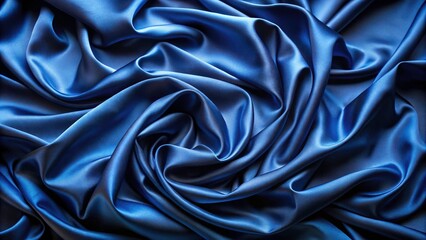Obraz premium Luxurious Dark Blue Silk Satin Fabric with Soft Folds for Elegant Backgrounds, Perfect for Birthday, Christmas, and Valentine's Day Designs