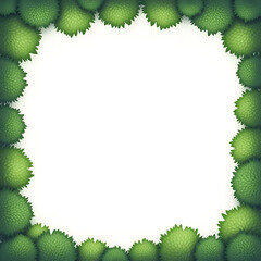 Green tree border, green leaves border white background copy space area