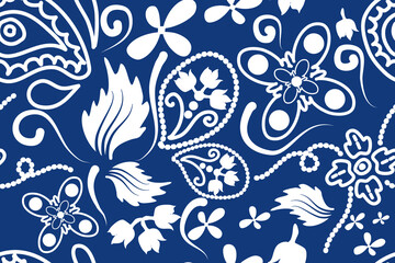 Seamless ethnic abstract pattern with black and white color,s styledesign for fabric and printing business .