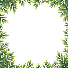 Fototapeta premium Green tree border, green leaves border white background copy space area