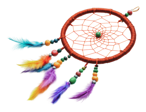 Making a colorful dreamcatcher, cut out - stock png.