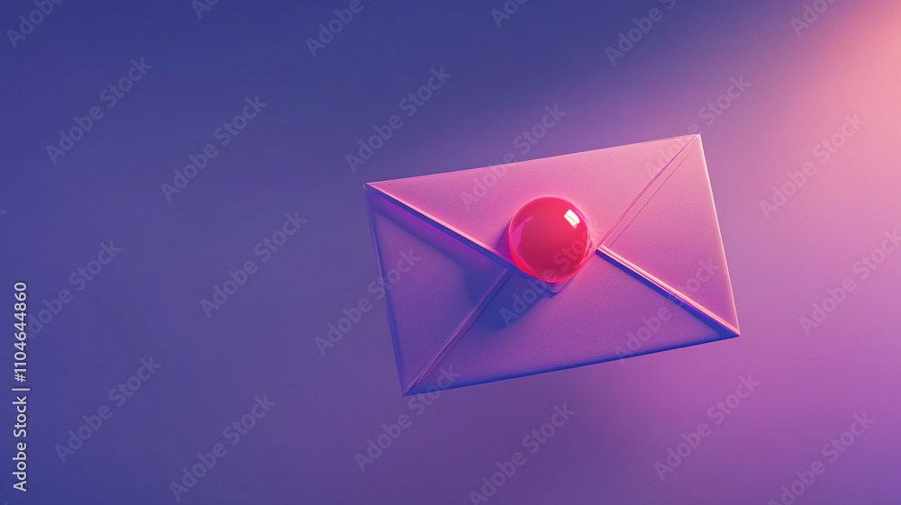 Poster colorful envelope with wax seal floating against a gradient background