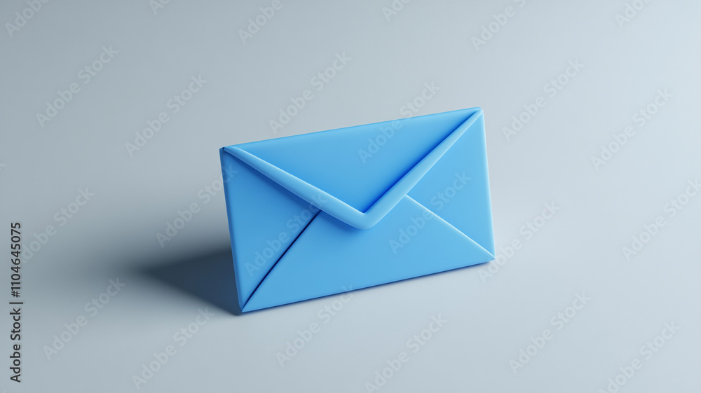 Poster bright blue envelope resting on a smooth surface in a minimalistic setting